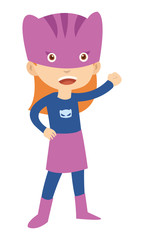 A cute girl wearing cat superhero costume