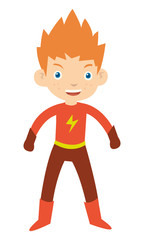 A boy look spirit wearing superhero costume