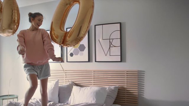 Woman spending birthday time at home