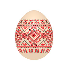 the easter egg with ukrainian cross-stitch ethnic pattern. pysanka ornament. isolated vector.