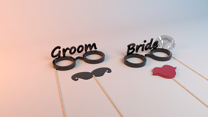 3d rendering of a photo booth wedding celebration design inside a studio