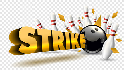 Bowling strike orange color. Vector clip art illustration.