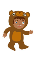 A african boy wearing bear costume at the carnival