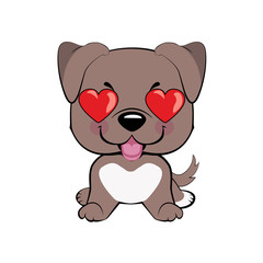in love, kiss, romantic, relationship, happy, with heart eyes emotions. Set of dog character illustrations in vector hand drawn cartoon style. As logo, mascot, sticker, emoji, emoticon