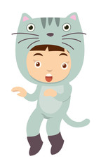 Beautiful girl wearing cat costume and she pose like cat