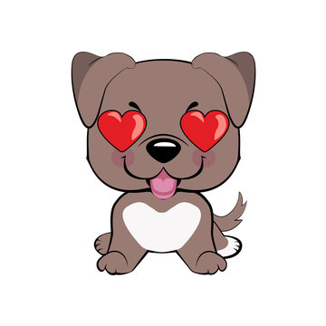 in love, kiss, romantic, relationship, happy, with heart eyes emotions. Set of dog character illustrations in vector hand drawn cartoon style. As logo, mascot, sticker, emoji, emoticon