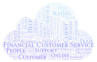 Obraz premium Financial Customer Service word cloud.