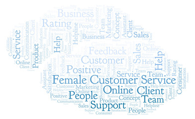 Obraz na płótnie Canvas Female Customer Service word cloud.