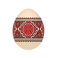 the easter egg with ukrainian cross-stitch ethnic pattern. pysanka ornament. isolated vector.