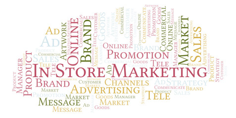 Word cloud with text In Store Marketing.