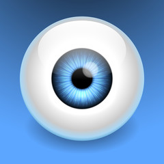 Realistic care blue eye vector logo design