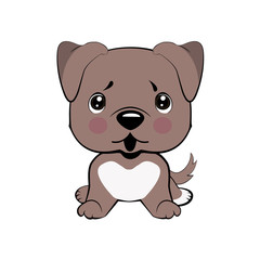 Vector Stock Illustration isolated Emoji character cartoon dog embarrassed, shy and blushes sticker emoticon