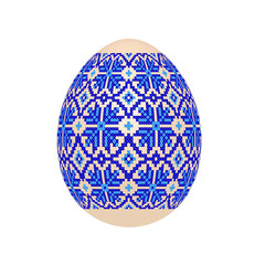 the easter egg with ukrainian cross-stitch ethnic pattern. pysanka ornament. isolated vector.