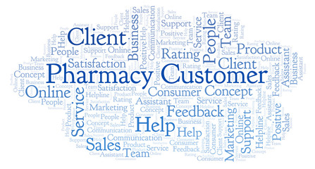Obraz premium Pharmacy Customer word cloud.
