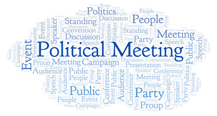 Obraz premium Political Meeting word cloud.