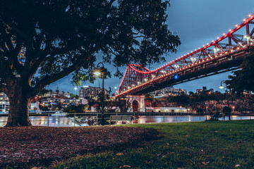 Park and glowing bridge in Australia
