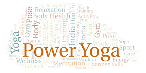 Fototapeta premium Power Yoga word cloud.