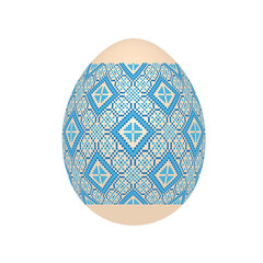 the easter egg with ukrainian cross-stitch ethnic pattern. pysanka ornament. isolated vector.