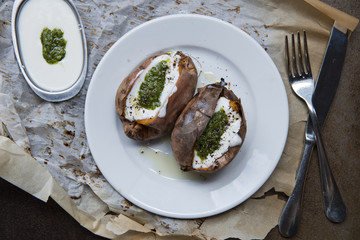 Sweet potato baked with cream , baked sweet potato with cheese cream , Rustic potato skins with cheese , Roast sweet potato stuffed with feta cheese , Baked hasselback potato with sour cream