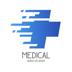 Logotipo MEDICAL con cruz estilo FAST en azul