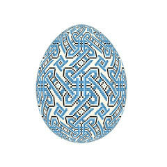the easter egg with ukrainian cross-stitch ethnic pattern. pysanka ornament. isolated vector.