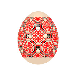 the easter egg with ukrainian cross-stitch ethnic pattern. pysanka ornament. isolated vector.