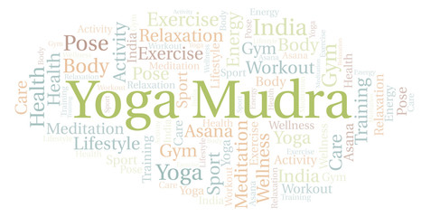 Fototapeta premium Yoga Mudra word cloud.