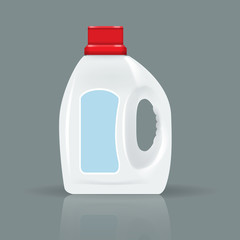 Empty blank white laundry detergent bottle mock up with high detail. Vector illustration.