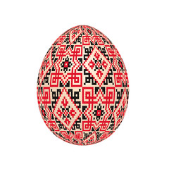 the easter egg with ukrainian cross-stitch ethnic pattern. pysanka ornament. isolated vector.