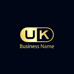 Initial Letter UK Logo Template Design