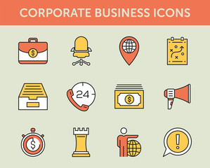 Corporate Business Colored Line Icons