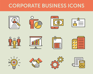 Corporate Business Colored Line Icons
