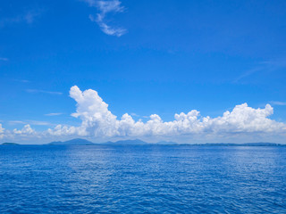 Amazing Idyllic ocean and Beautiful Blue sky in vacation time,Holiday on the beach,Summer concept.Thailand.