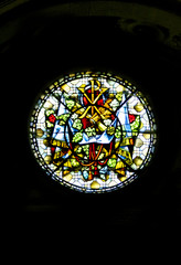 Saumur. Vitrail de l'&eacute;glise Notre-Dame des Ardilliers  Maine et Loire. Pays de Loire