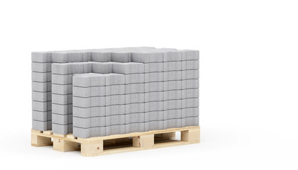 Europalette Holzpalette mit Pflastersteinen H-Verbund - angebrochen - fast voll