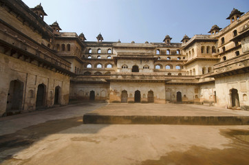 Fototapeta premium Interior view of Raj Mahal. Orchha Palace Fort Complex. Orchha. Madhya Pradesh