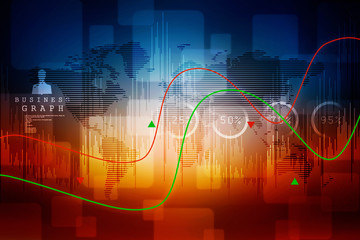 2d rendering Stock market online business concept. business Graph 