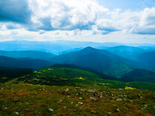 View, mountain, ridge, height, bird, flight,