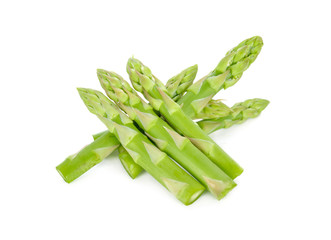 pile of fresh asparagus on white background