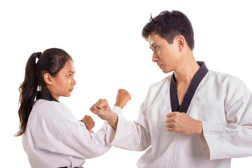 Two martial artists staring at each other