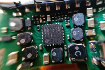 closeup of electronic circuit board