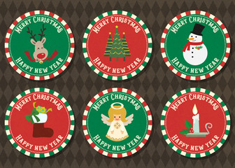 Merry Christmas and Happy new year vector badge collection.