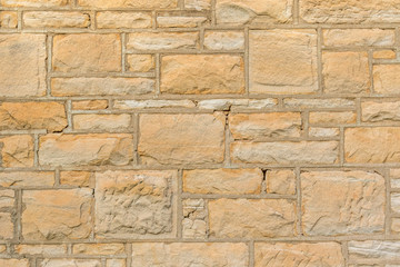 Close up view of sandstone church in country setting
