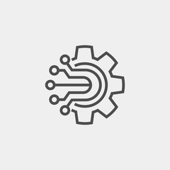 Tehnology flat vector icon. Settings flat vector icon. Gear wheel flat vector icon