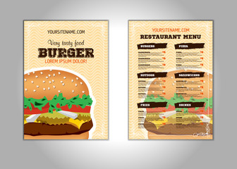 Hamburger flyer design vector template in A4 size or A5. Brochure and Layout Design. food concept. vector