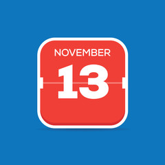 November 13 Calendar Flat Icon