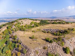 Fototapeta na wymiar Aerial picture from a old basalt mine in Hungary, village Zalahalap.