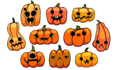 Set of pumpkins for Halloween