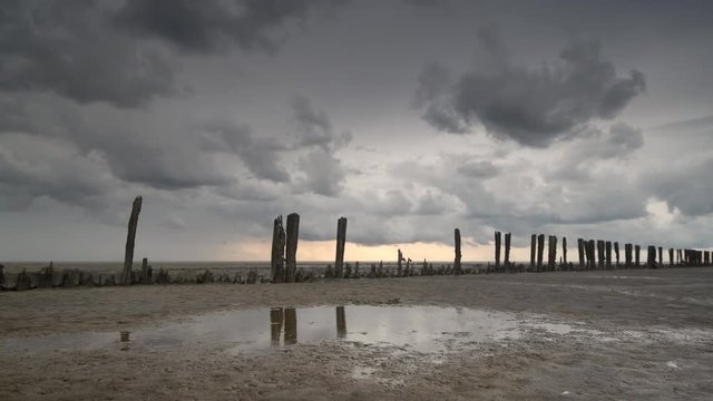 Storm clouds moving in over the Wadden sandflats