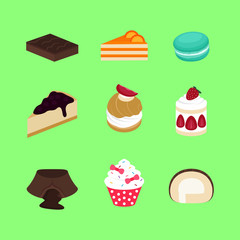 Set of Cake Bakery Sweet Dessert Vector and Icon For App and Website